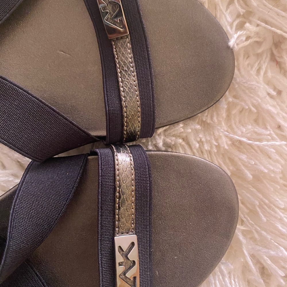 Anne Klein Black and Brown Sandals with Adjustable Straps - Picture 3 of 4